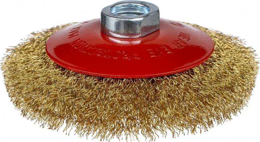 Щетка для УШМ Профоснастка № 812 D115 мм М14*2 коническая, гофриров. латунированная 20112012