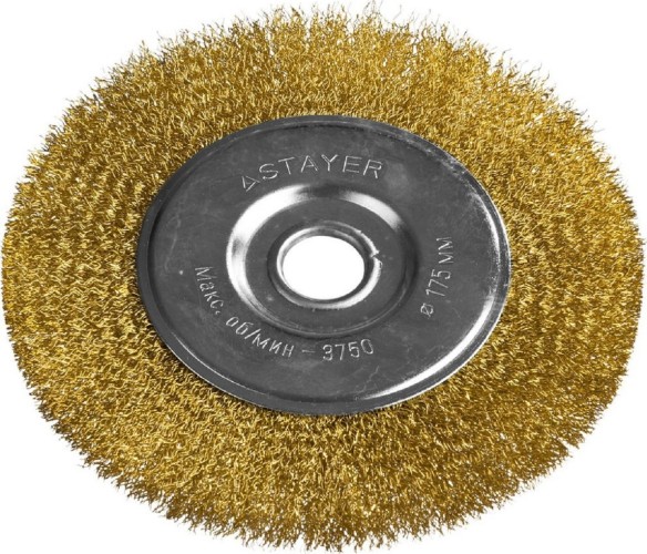 Щетка для УШМ STAYER PROFESSIONAL витая стальная латунированная проволока 0,3мм, 175 35122-175