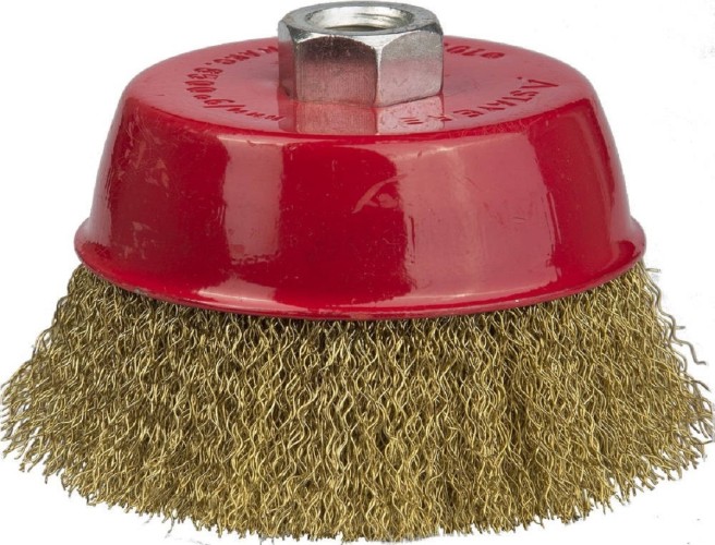 Щетка для УШМ STAYER PROFESSIONAL чашечная витая стальная латунированная проволока 0 35125-100_z01
