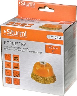 Щетка для УШМ Sturm 5 240 104 чашка м14, d125мм, латунированная волнистая пров. 5240104 - изображение 5