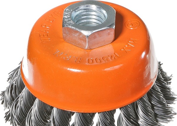 Щетка для УШМ Sturm 5 240 202 чашка м14, d75мм, витая стальная проволока 5240202 - изображение 3