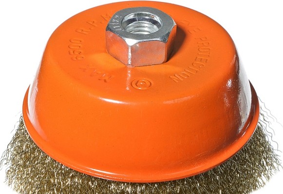 Щетка для УШМ Sturm 5 240 104 чашка м14, d125мм, латунированная волнистая пров. 5240104 - изображение 3