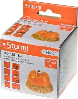 Щетка для УШМ Sturm 5 240 102 чашка м14, d75мм, латунированная волнистая пров. 5240102 - изображение 5
