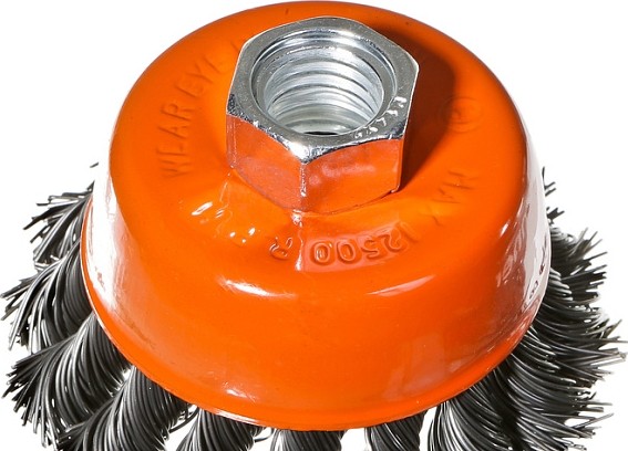 Щетка для УШМ Sturm 5 240 201 чашка м14, d65мм, витая стальная проволока 5240201 - изображение 4