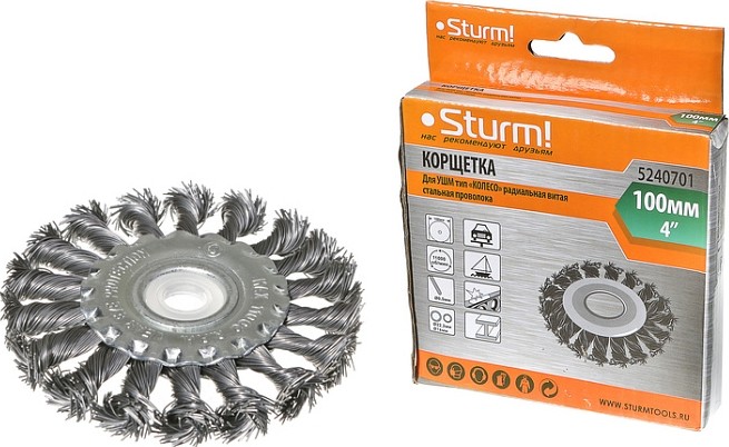 Щетка для УШМ Sturm 5 240 701 витая стальная проволока 5240701 - изображение 4