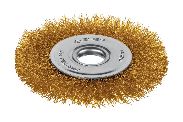 Щетка для УШМ ЗУБР 35171-125 125х22 мм витая стальная латунированная проволока