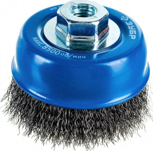Щетка для УШМ ЗУБР ПРОФЕССИОНАЛ чашечная витая стальная проволока 0,3мм, 100ммхм14 35261-100_z02