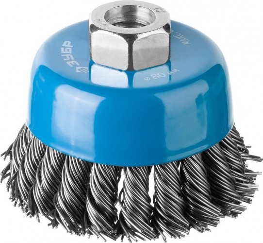 Щетка для УШМ ЗУБР ПРОФЕССИОНАЛ чашечная плетеные пучки стальной проволоки 0,8мм,  35277-080_z02