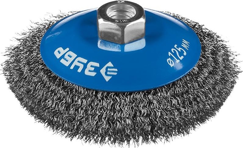 Щетка для УШМ ЗУБР ПРОФЕССИОНАЛ коническая витая стальная проволока 0,3мм, 125ммхм 35265-125_z02