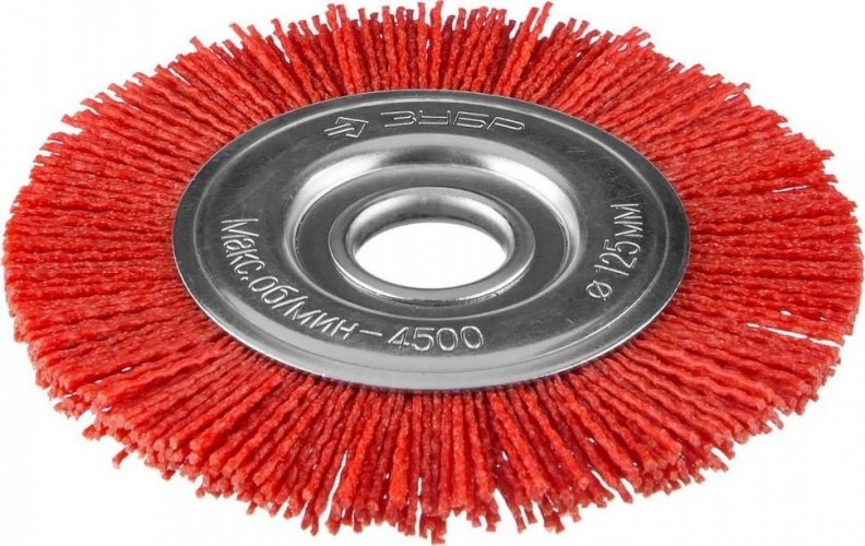 Щетка для УШМ ЗУБР ПРОФЕССИОНАЛ нейлоновая проволока с абразивным покрытием, 125х2 35160-125_z01