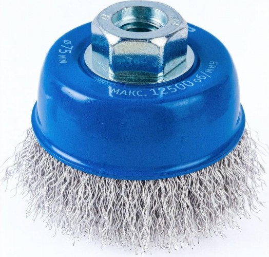 Щетка для УШМ ЗУБР ПРОФЕССИОНАЛ чашечная витая стальная проволока 0,3мм, 75ммхм14 35261-075_z02