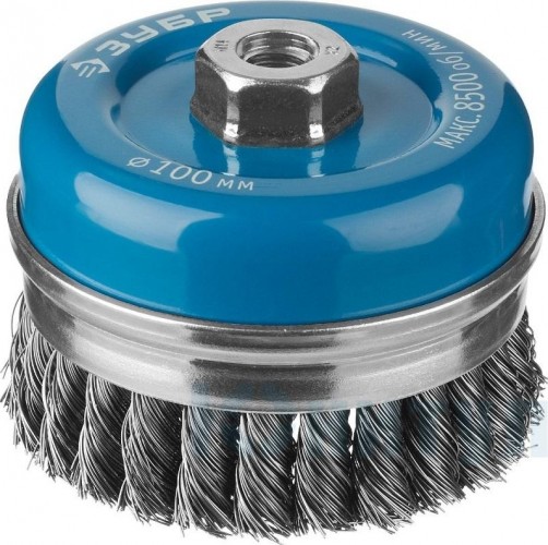 Щетка для УШМ ЗУБР ПРОФЕССИОНАЛ чашечная усиленная плетеные пучки стальной проволо 3527-100_z02