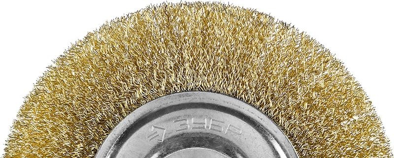 Щетка для УШМ ЗУБР ПРОФЕССИОНАЛ витая стальная латунированная проволока 0,3мм, 150 35187-150_z01 - изображение 2