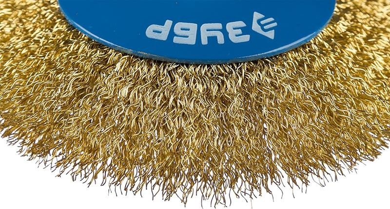 Щетка для УШМ ЗУБР ПРОФЕССИОНАЛ коническая витая латунированная стальная проволока 35267-115_z02 - изображение 2