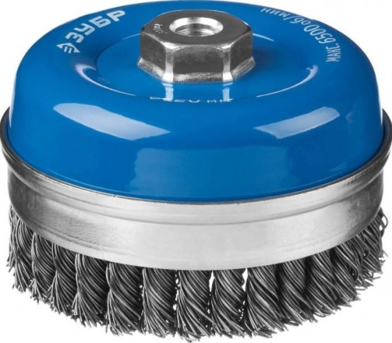 Щетка для УШМ ЗУБР ПРОФЕССИОНАЛ чашечная усиленная плетеные пучки стальной проволо 35271-120_z02