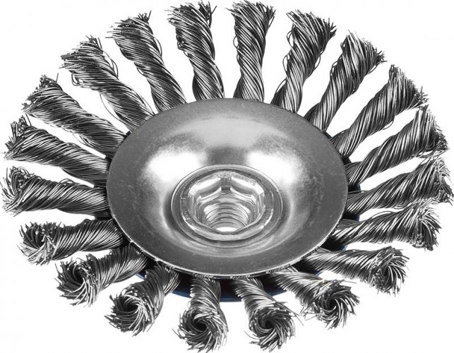 Щетка для УШМ ЗУБР ПРОФЕССИОНАЛ коническая плетеные пучки стальной проволоки 0,5мм 35269-125_z02 - изображение 2