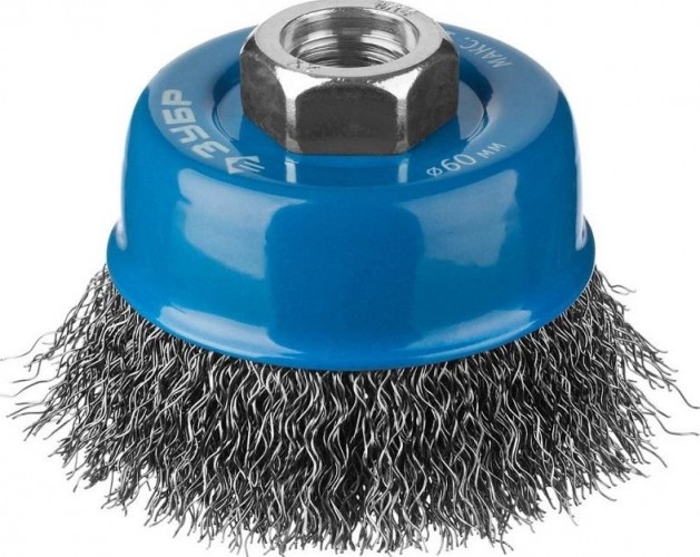 Щетка для УШМ ЗУБР ПРОФЕССИОНАЛ чашечная витая стальная проволока 0,3мм, 60ммхм14 35261-060_z02