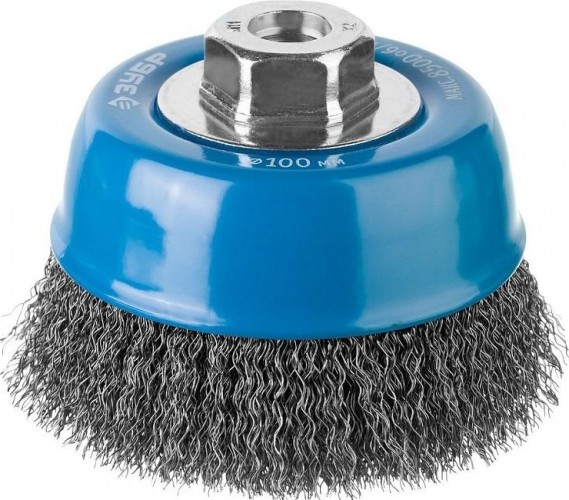 Щетка для УШМ ЗУБР ПРОФЕССИОНАЛ чашечная витая стальная проволока 0,3мм, 125ммхм14 35261-125_z02