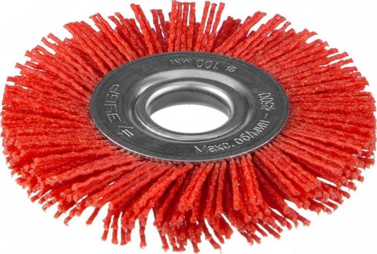 Щетка для УШМ ЗУБР ПРОФЕССИОНАЛ нейлоновая проволока с абразивным покрытием, 100х2 35160-100_z01