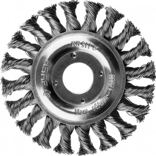 Щетка для УШМ ЗУБР ПРОФЕССИОНАЛ плетеные пучки стальной проволоки 0,5мм, 115х22мм 35190-115_z01