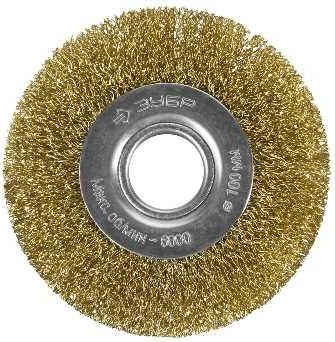 Щетка для УШМ ЗУБР ПРОФЕССИОНАЛ витая стальная латунированная проволока 0,3мм, 125 35187-125_z01
