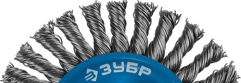 Щетка для УШМ ЗУБР ПРОФЕССИОНАЛ плетеные пучки стальной проволоки 0,5мм, 100ммхм14 35192-100_z02 - изображение 2