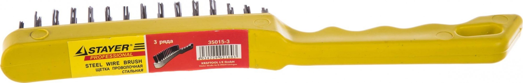Щетка и скребок STAYER MASTER проволочная стальная с пластмассовой ручкой, 3 ряд 35015-3 - изображение 2