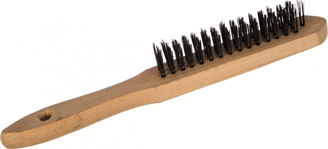 Щетка и скребок STAYER MASTER проволочная стальная с деревянной ручкой, 3 ряда 35020-3