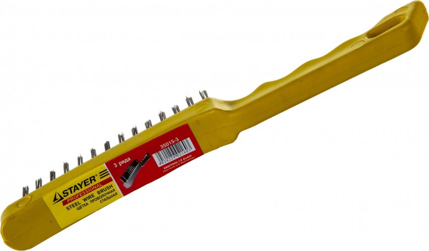 Щетка и скребок STAYER MASTER проволочная стальная с пластмассовой ручкой, 3 ряд 35015-3 - изображение 3