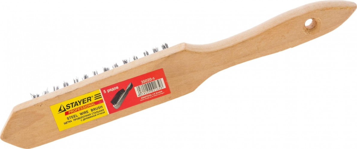 Щетка и скребок STAYER MASTER проволочная стальная с деревянной ручкой, 5 рядов 35020-5 - изображение 3