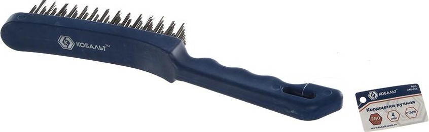 Щетка из стальной проволоки Кобальт 4 рядная 280 мм, пластмассовая ручка 248-658 248-658 - изображение 2