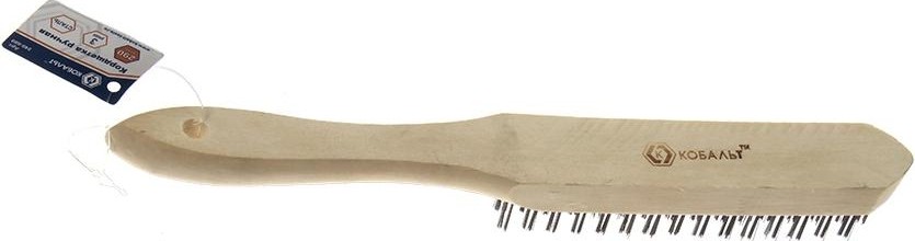 Щетка из стальной проволоки Кобальт 3 рядная 290 мм, деревянная ручка 248-689 248-689 - изображение 2