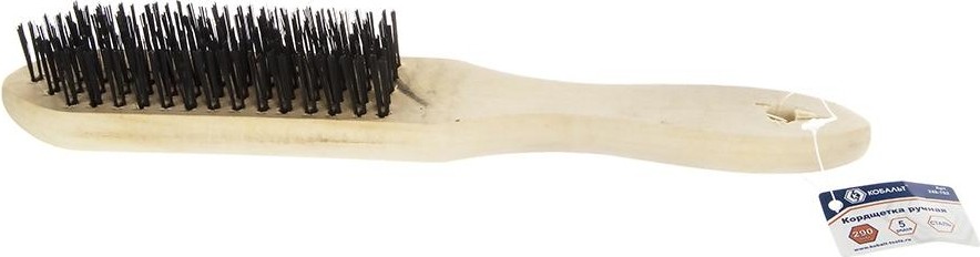 Щетка из стальной проволоки Кобальт 5 рядная 290 мм, деревянная ручка 248-702 248-702