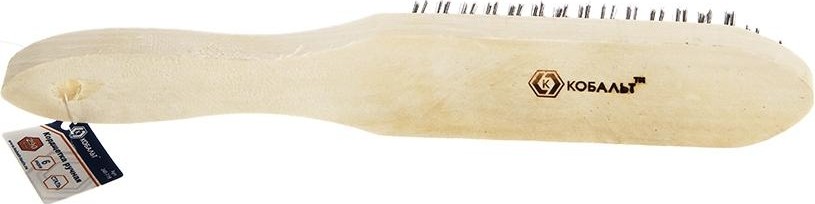 Щетка из стальной проволоки Кобальт 6 рядная 290 мм, деревянная ручка 248-719 248-719 - изображение 2