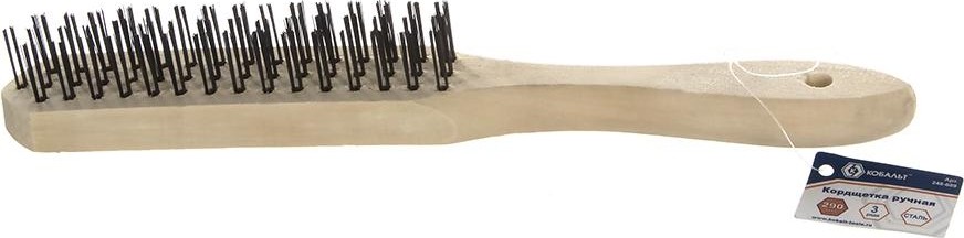 Щетка из стальной проволоки Кобальт 3 рядная 290 мм, деревянная ручка 248-689 248-689