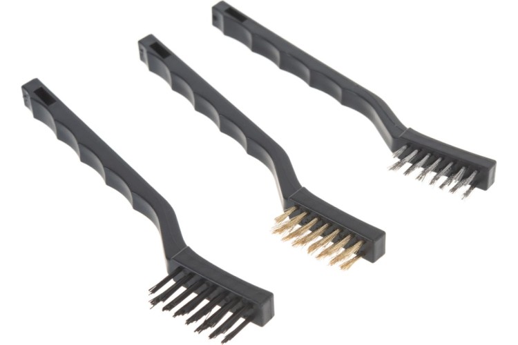 Щетка металлическая MATRIX 3 шт набор щеток, с пластмассовой ручкой, малые 74860 - изображение 2