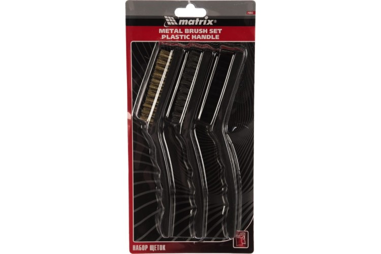 Щетка металлическая MATRIX 3 шт набор щеток, с пластмассовой ручкой, большие// 74863 - изображение 3