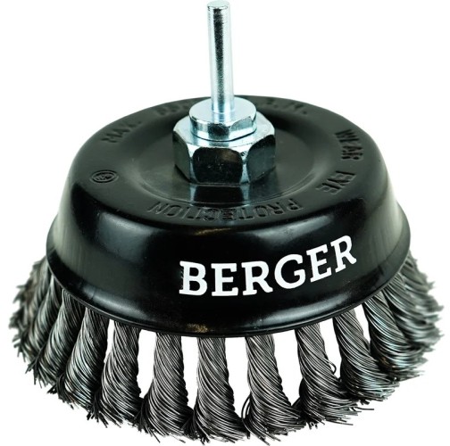 Щетка обдирочная для дрели BERGER BG1745 витая оцинкованная сталь 0.5 мм, d 125 мм, M14 + х
