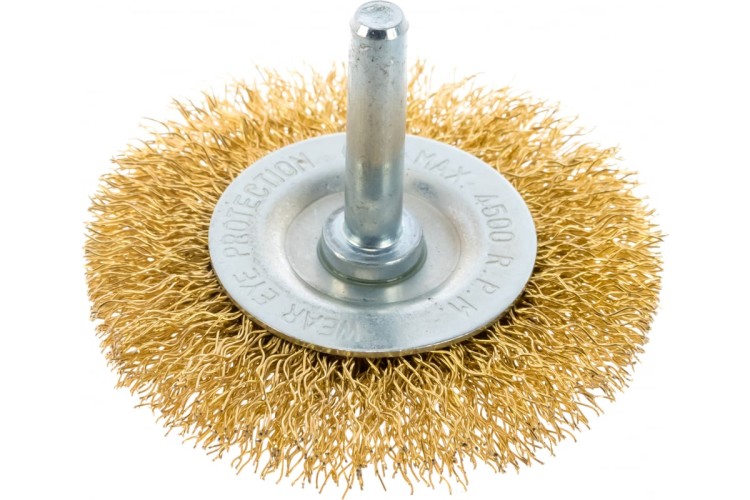 Щетка обдирочная для дрели MATRIX 60 мм плоская со шпилькой, витая проволока 74446 - изображение 2