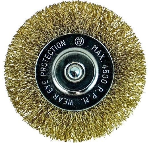 Щетка обдирочная для дрели BERGER BG1730 латунированная сталь 0.3 мм, d 75 мм, хвостовик 6