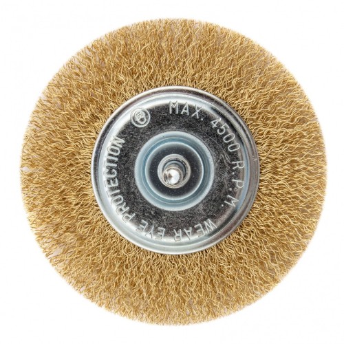 Щетка обдирочная для дрели MATRIX 100 мм плоская со шпилькой, витая проволока 74450 - изображение 2