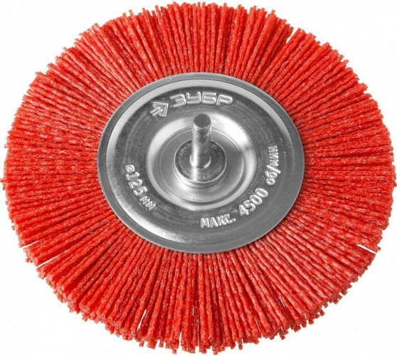 Щетка обдирочная для дрели ЗУБР ПРОФЕССИОНАЛ нейлоновая проволока с абразивным покрытием, 125мм 35161-125_z02 - изображение 4