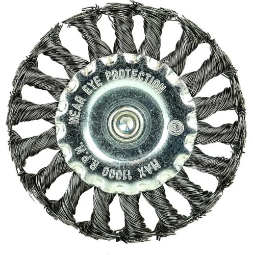 Щетка обдирочная для дрели BERGER BG1735 витая сталь 0.5 мм, d 100 мм, хвостовик 6 мм