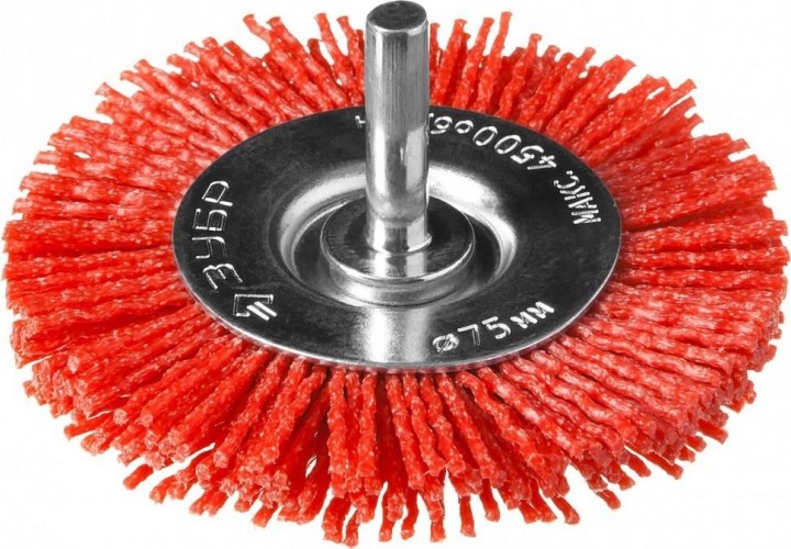 Щетка обдирочная для дрели ЗУБР ПРОФЕССИОНАЛ нейлоновая проволока с абразивным покрытием, 75мм 35161-075_z02
