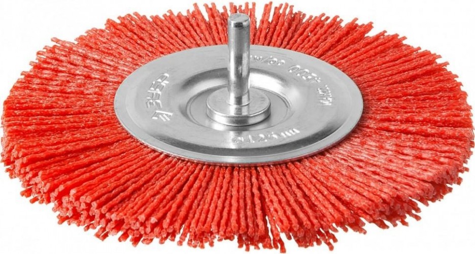 Щетка обдирочная для дрели ЗУБР ПРОФЕССИОНАЛ нейлоновая проволока с абразивным покрытием, 125мм 35161-125_z02