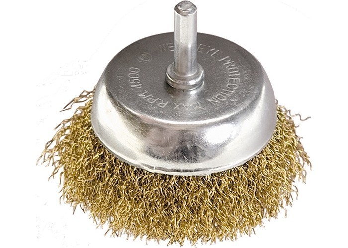 Щетка обдирочная для дрели MATRIX 65 мм "чашка" со шпилькой, витая проволока 74477