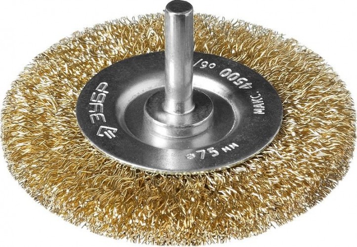 Щетка обдирочная для дрели ЗУБР ПРОФЕССИОНАЛ дисковая витая проволока 0,3мм, 75мм 3520-075_z02
