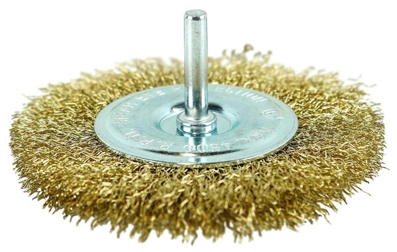 Щетка обдирочная для дрели BERGER BG1731 латунированная сталь 0.3 мм, d 100 мм, хвостовик 6