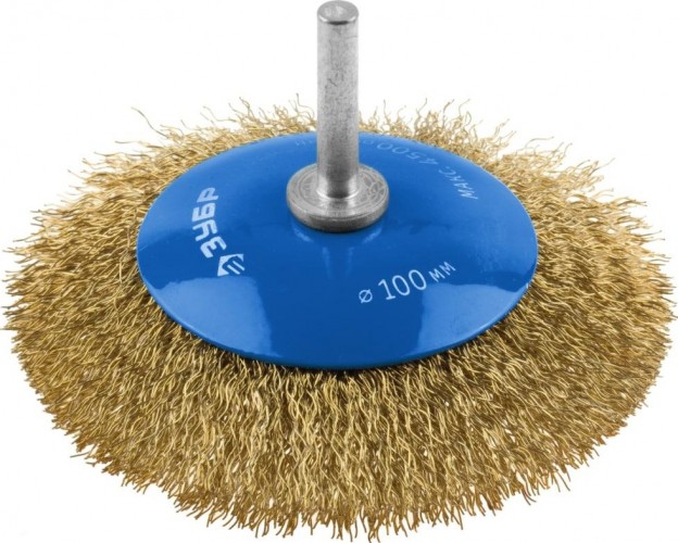 Щетка обдирочная для дрели ЗУБР ПРОФЕССИОНАЛ коническая витая проволока 0,3мм, 100мм 35233-100_z02