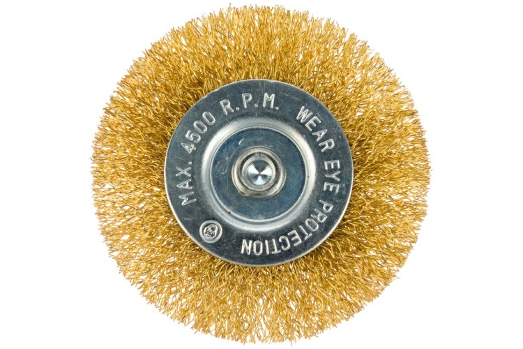 Щетка обдирочная для дрели MATRIX 75 мм плоская со шпилькой, витая проволока 74448 - изображение 3